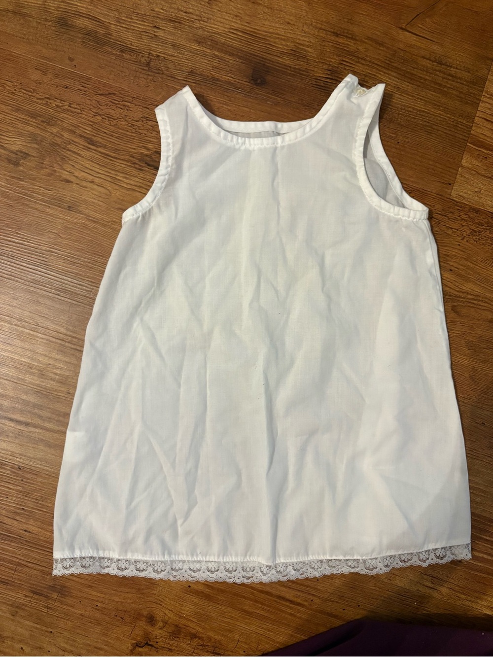 Girls' White Lace-Trim Nightgown